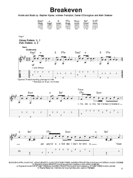 page one of Breakeven (Easy Guitar Tab)