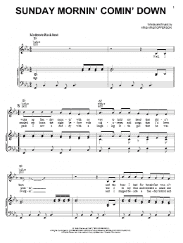 page one of Sunday Mornin' Comin' Down (Piano, Vocal & Guitar Chords (Right-Hand Melody))