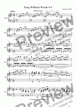 page one of Song Without Words # 6 [Piano solo]