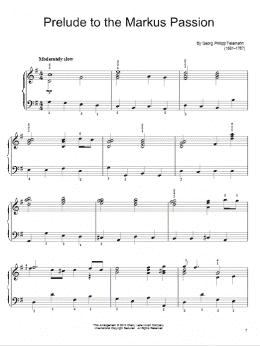 page one of Prelude To The Markus Passion (Easy Piano)