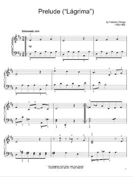 page one of Lagrima (Easy Piano)