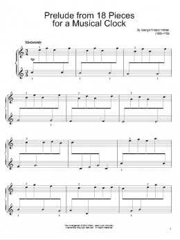 page one of Prelude In C For A Musical Clock (Easy Piano)