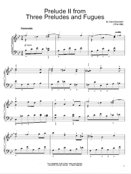 page one of Prelude II (Easy Piano)