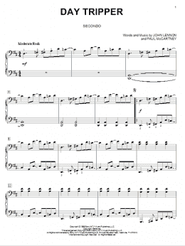 page one of Day Tripper (Piano Duet)
