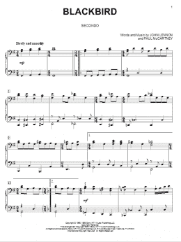 page one of Blackbird (Piano Duet)