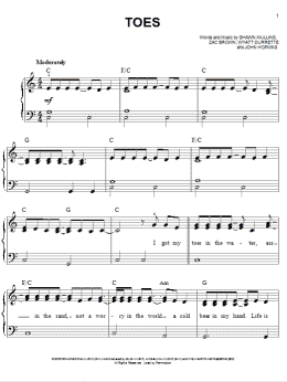 page one of Toes (Easy Piano)