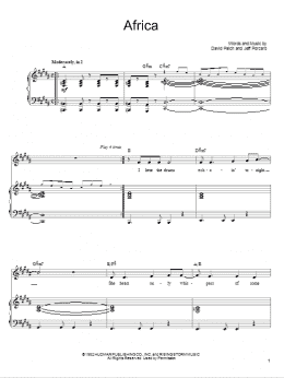 page one of Africa (Piano, Vocal & Guitar Chords (Right-Hand Melody))