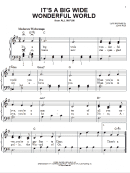 page one of It's A Big Wide Wonderful World (Easy Piano)
