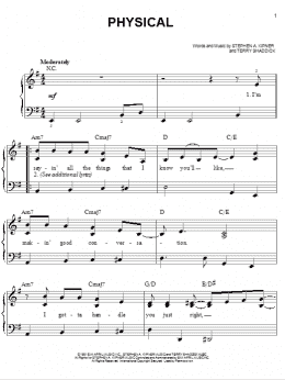 page one of Physical (Easy Piano)