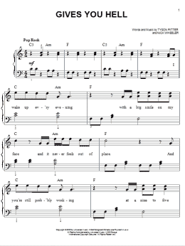 page one of Gives You Hell (Easy Piano)