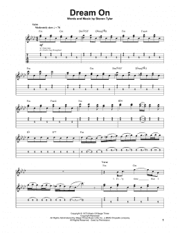 page one of Dream On (Guitar Tab (Single Guitar))