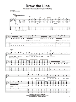 page one of Draw The Line (Guitar Tab (Single Guitar))