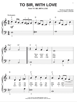 page one of To Sir, With Love (Big Note Piano)