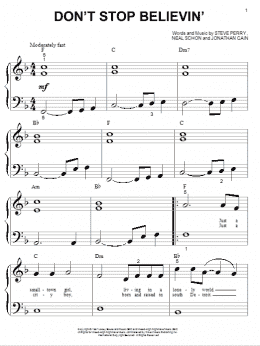 page one of Don't Stop Believin' (Big Note Piano)