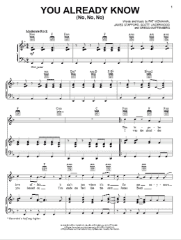 page one of You Already Know (No, No, No) (Piano, Vocal & Guitar Chords (Right-Hand Melody))