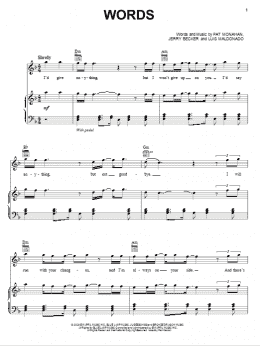 page one of Words (Piano, Vocal & Guitar Chords (Right-Hand Melody))