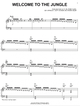 page one of Welcome To The Jungle (Piano, Vocal & Guitar Chords (Right-Hand Melody))