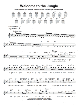 page one of Welcome To The Jungle (Easy Guitar)