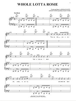 page one of Whole Lotta Rosie (Piano, Vocal & Guitar Chords (Right-Hand Melody))