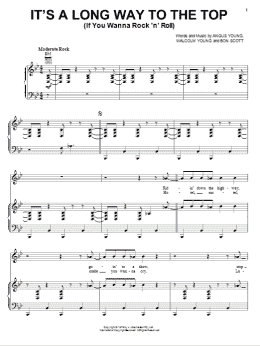 page one of It's A Long Way To The Top (If You Wanna Rock 'N' Roll) (Piano, Vocal & Guitar Chords (Right-Hand Melody))