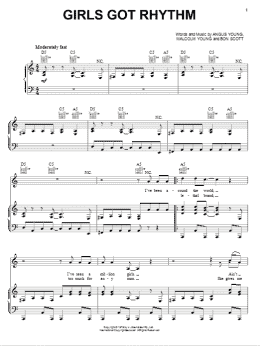page one of Girls Got Rhythm (Piano, Vocal & Guitar Chords (Right-Hand Melody))
