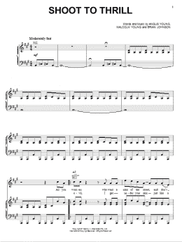page one of Shoot To Thrill (Piano, Vocal & Guitar Chords (Right-Hand Melody))