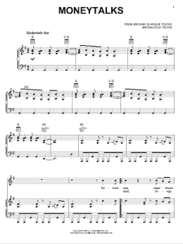 page one of Moneytalks (Piano, Vocal & Guitar Chords (Right-Hand Melody))