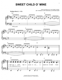 page one of Sweet Child O' Mine (Easy Piano)