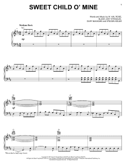 page one of Sweet Child O' Mine (Piano, Vocal & Guitar Chords (Right-Hand Melody))