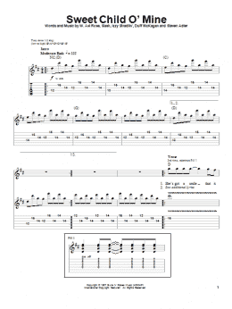 page one of Sweet Child O' Mine (Guitar Tab (Single Guitar))