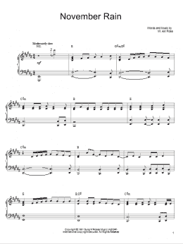 page one of November Rain (Piano & Vocal)