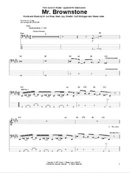 page one of Mr. Brownstone (Bass Guitar Tab)