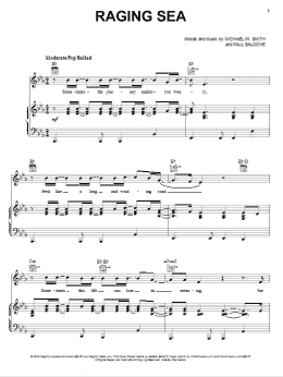 page one of Raging Sea (Piano, Vocal & Guitar Chords (Right-Hand Melody))