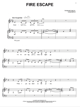 page one of Fire Escape (Piano, Vocal & Guitar Chords (Right-Hand Melody))