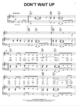page one of Don't Wait Up (Piano, Vocal & Guitar Chords (Right-Hand Melody))