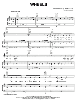 page one of Wheels (Piano, Vocal & Guitar Chords (Right-Hand Melody))