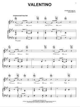 page one of Valentino (Piano, Vocal & Guitar Chords (Right-Hand Melody))