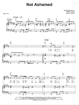 page one of Not Ashamed (Piano, Vocal & Guitar Chords (Right-Hand Melody))
