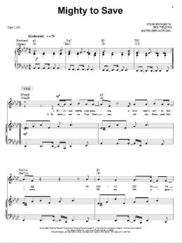 page one of Mighty To Save (Piano, Vocal & Guitar Chords (Right-Hand Melody))