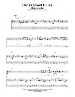 page one of Cross Road Blues (Crossroads) (Bass Guitar Tab)