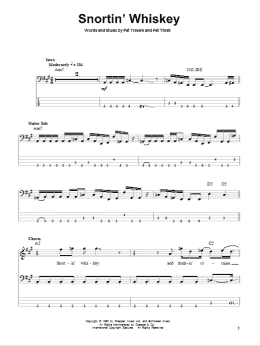 page one of Snortin' Whiskey (Bass Guitar Tab)