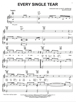page one of Every Single Tear (Piano, Vocal & Guitar Chords (Right-Hand Melody))