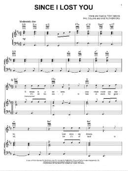 page one of Since I Lost You (Piano, Vocal & Guitar Chords (Right-Hand Melody))