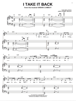 page one of I Take It Back (Piano & Vocal)