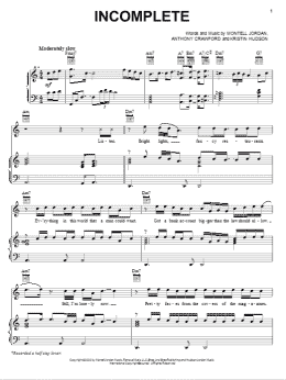 page one of Incomplete (Piano, Vocal & Guitar Chords (Right-Hand Melody))