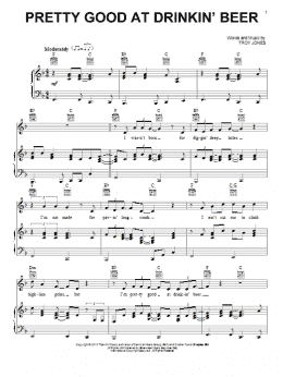 page one of Pretty Good At Drinkin' Beer (Piano, Vocal & Guitar Chords (Right-Hand Melody))