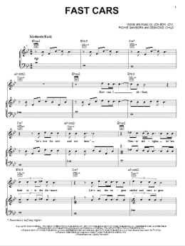 page one of Fast Cars (Piano, Vocal & Guitar Chords (Right-Hand Melody))