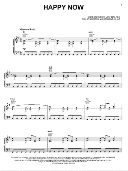 page one of Happy Now (Piano, Vocal & Guitar Chords (Right-Hand Melody))