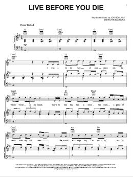 page one of Live Before You Die (Piano, Vocal & Guitar Chords (Right-Hand Melody))