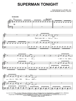 page one of Superman Tonight (Piano, Vocal & Guitar Chords (Right-Hand Melody))
